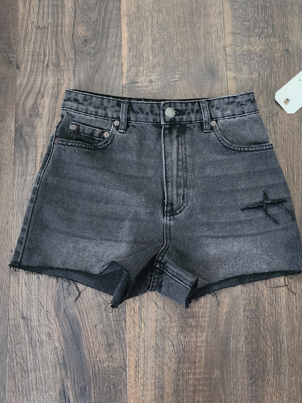 Billabong Washed Black High-Rise Distressed Denim Shorts